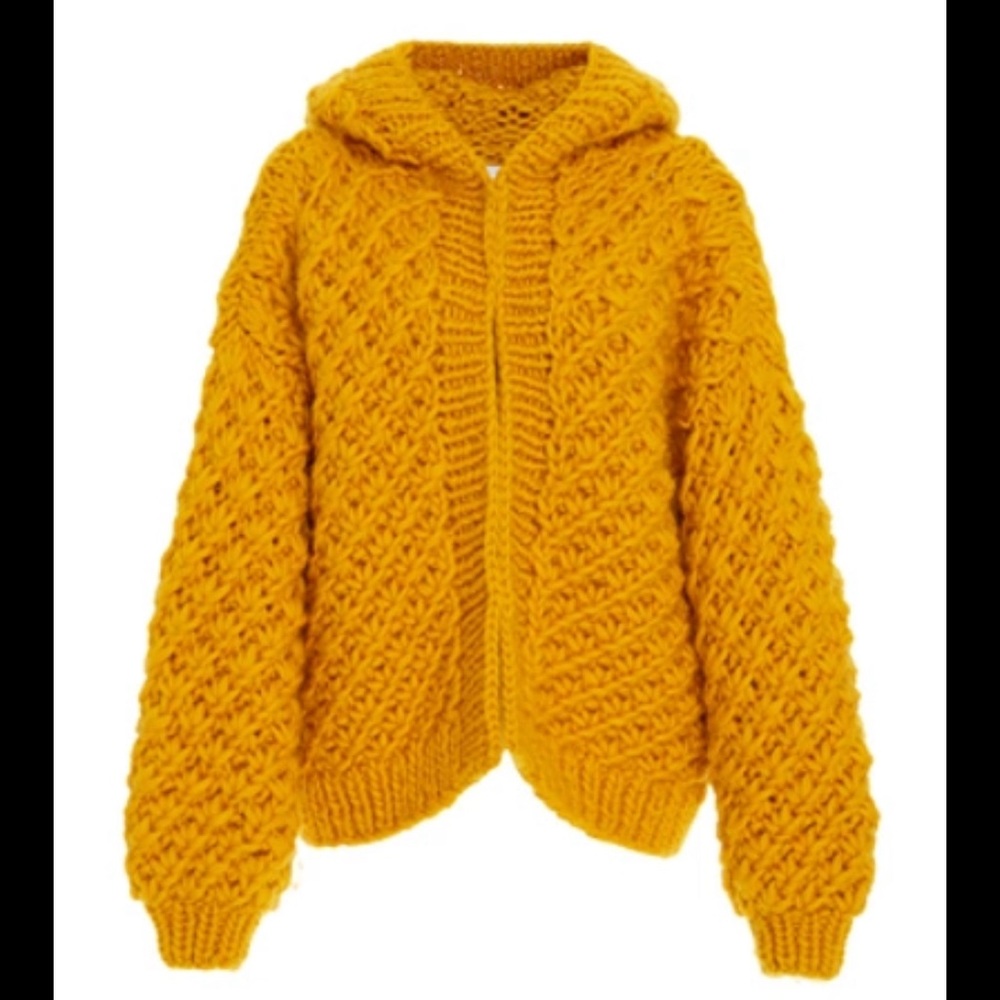 I Love Mr. Mittens Daisy Hooded Wool Bomber (Yellow - Size XS/S)